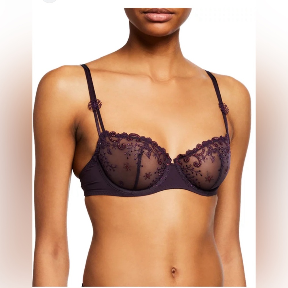 Simone Perele Delice Underwire Demi Mesh Bra Purple Size Sz. 34B